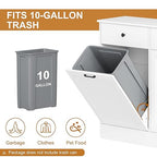 Double Tilt Out Trash Can Cabinet, 2 x 10 Gallon Wooden Trash Bin Cabinet - Image 3