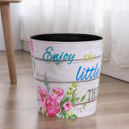 PU Leather Small Trash Can Wastebasket, Round Garbage Container Basket - Image 2