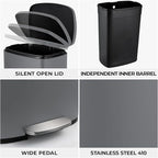 8 Gal Kitchen Trash Can, 30L Recycling or Garbage Bin, Brushed Stainless Steel - Image 5