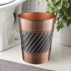 Monarch Abode Metal Wastebasket Trash Can, Handcrafted, Wave Embossed, Bathroom - Image 5