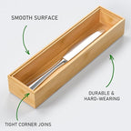 Silverware Tray for Drawer, Stackable Kitchen Bamboo Drawer Organizer 12" x 3" - Image 2
