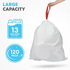 SIMPLI-MAGIC 13 Gallon Drawstring Trash Bags, 120 Pack – Tall Kitchen Garbage - Image 2