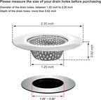 1.25" Small Drain Strainer, Sink Drain Hair Catcher, Bathroom Sink Strainer - Image 2