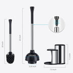 HAMITOR Toilet Plunger and Bowl Brush Set: 2 in 1 Stainless Steel Heavy Duty - Image 7