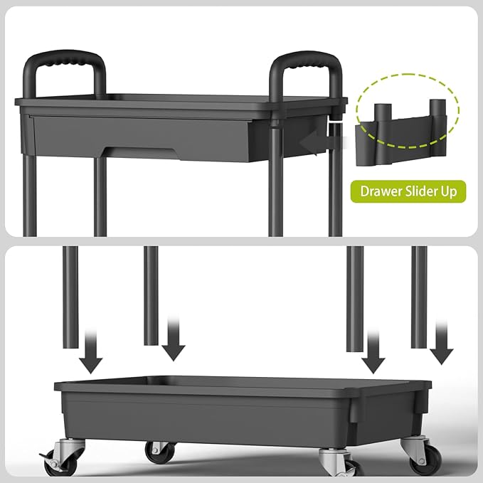 5 Tier Rolling Cart Organizer, Bathroom Cart Organizers - Image 5