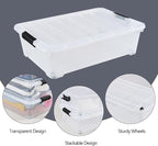 25 Quart Plastic Under Bed Storage Boxes, Wheeled UnderBed Storage Container - Image 3