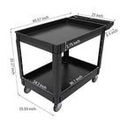 Utility Service Cart 2-Shelf 500 Lbs Capacity, Heavy Duty Rolling Cart - Image 4