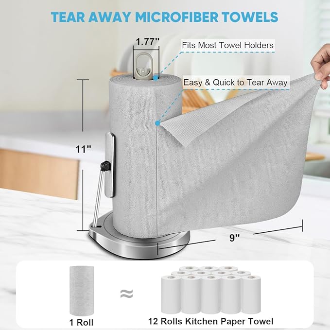 AIDEA Microfiber Cleaning Cloth 165 Sheets 3 Roll, Shop Towels, Shop Rags - Image 2