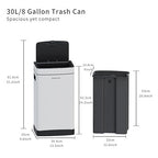 8Gallon/30L Brushed Stainless Steel Kitchen Trash Can - Image 6