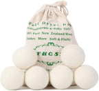 Wool Dryer Balls Organic XL 6-Pack, Reusable Natural Fabric Softener, Dryer by FHQSX