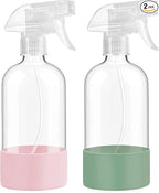 Glass Spray Bottles with Silicone Sleeve Protection, 16 oz Empty Refillable by FANSTINOW