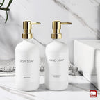GMISUN White Soap Dispenser, 2 Pack Glass Hand Soap Dispensers Bathroom - Image 4