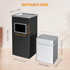 BEAMNOVA Trash Can Indoor Outdoor Black Stainless Steel Commercial Garbage Can - Image 5