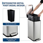 Garvee 13 Gallon Kitchen Trash Can, Stainless Steel Step Garbage Bin - Image 3