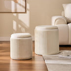 Round Set of 2 Ottoman with Storage-Upholstered Velvet Vanity Stool - Image 4