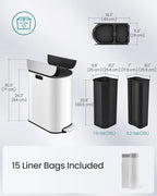 SONGMICS 13-Gallon Dual Kitchen Trash Can, 5.3 and 8 Gallon Compartments - Image 7