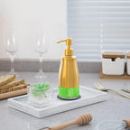 Gaussra Soap Dispenser with Coaster and Stickers, Brushed Gold Stainless Steel - Image 2