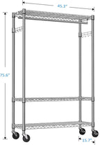 IZEUK 3 Tier Heavy Duty Rolling Garment Rack Wire Clothes Rack - Image 7