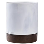 Polytree White Marble and Brown Wood Round Wastebasket, Resin Small Round by Polytree