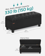 SONGMICS Storage Ottoman, Storage Bench, Tufted Entryway Bedroom Bench - Image 3