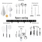 Black 5 Racks and 4 Hooks Mop and Broom Holder Wall Mount, Broom Organizer - Image 7