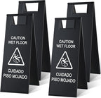 LEIFIDE 4 Pcs Stainless Steel Wet Floor Caution Sign Bulk 8.8 Pound Portable by LEIFIDE