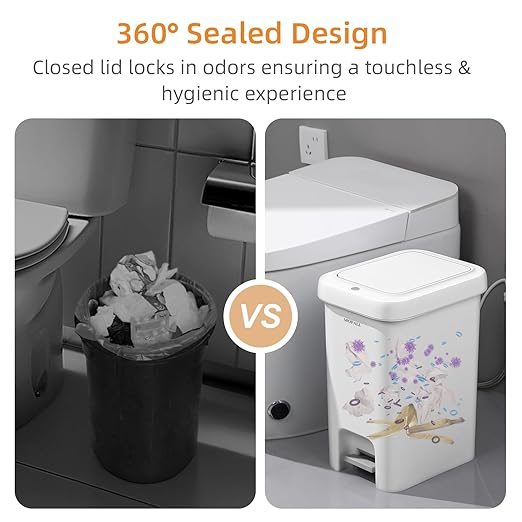 MOPALL Trash Can with Lid, Kitchen Step Trash Can, Garbage Can with Press Top - Image 4