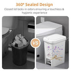 MOPALL Trash Can with Lid, Garbage Can with Press Top & Foot Pedal, Kitchen - Image 4