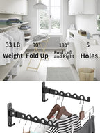 Dr.DJ Wall Hanger for Clothes, Coat Hanger Wall Mounted Matte Black Retractable - Image 6