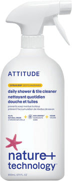 ATTITUDE Shower & Tile Cleaner, EWG Verified, Plant-Based & Vegan Bathroom Spray by ATTITUDE