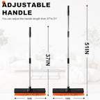 18" Push Broom Outdoor with Rubber Squeegee, Heavy Duty Broom Brush with Handle - Image 2