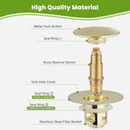 Universal 2PCS Bathroom Sink Stopper 2 in 1 Pop Up Metal Sink Drain Strainer - Image 5