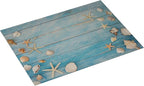 Seashells Starfish On Blue Wood Absorbent Microfiber Xl Dish Drying Mat - Image 2