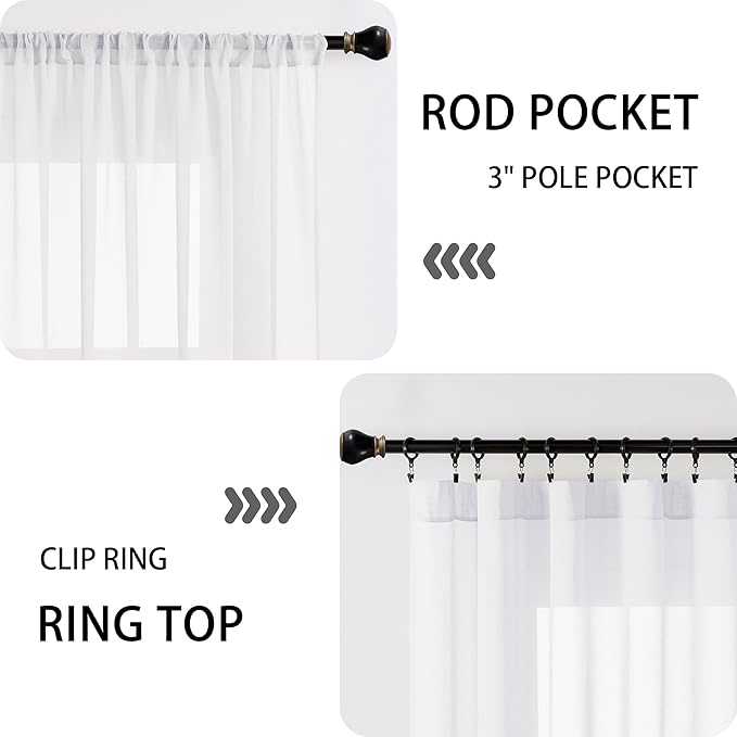 Tollpiz Sheer Door Curtains Closet Linen Textured Curtains Sheer Doorway Light - Image 5