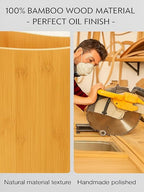 Wood Trash Can - Bedroom Trash Can Decorative - Bamboo Small Wastebaskets - Image 4