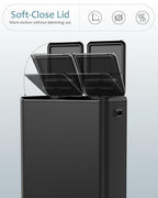 16 Gal Dual Trash Can, Stainless Steel Kitchen Garbage Bin, Recycle Dustbin - Image 4