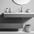 Modern Round Silver Small Trash Can Wastebasket, Garbage Container Bin - Image 6