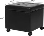 Adeco 17.7" Leather Ottoman - Image 3