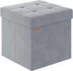 Folding Storage Ottoman, Velvet Storage Bench, by Liveinacomfortablehome