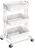 Pipishell 3 Tier Metal Rolling Utility Cart, Heavy-Duty Storage Rolling Cart by Pipishell