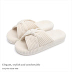 Chantomoo Slippers for Women Memory Foam House Bedroom Corduroy Bow Crossbands - Image 5