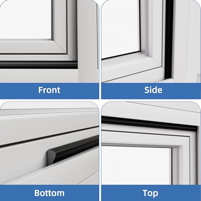 Wedge-Shape Window Weather Stripping Door Frame Seal Strip 3Pcs×196" Black - Image 8