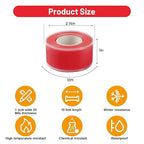 Self Fusing Silicone Tape 2 Rolls 1 in x 10' Red Waterproof Rescue Tape Rubber - Image 2