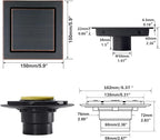 RANDOM Oil Rubbed Bronze Shower Drain Square 6 inch - Image 2