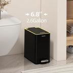 Bathroom Trash Can with Lid, 2.6Gal Stainless Steel Office Trash Can, Small - Image 4
