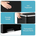 16 Gallon Rectangular Stainless Steel Trash Can, Dual Compartment Garbage Bin - Image 6