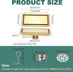 uxcell Rectangular Shower Drain, Brushed 304 Stainless Steel Odor-Proof Floor - Image 2