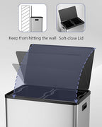 Garvee Dual Trash Can for Recycling and Trash, 2 x 30 L Stainless Steel Kitchen - Image 4