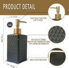 Gold Soap Dispenser for Bathroom, Retro Black Square Lotion Dispenser, - Image 6