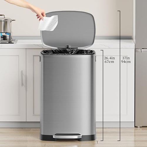 13 Gallon Trash Can with Lid, 50L Fingerprint Proof Stainless Steel Kitchen - Image 2